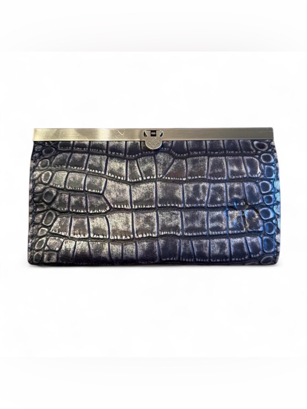 Patricia Nash Metallic Silver Croc-Embossed Wallet